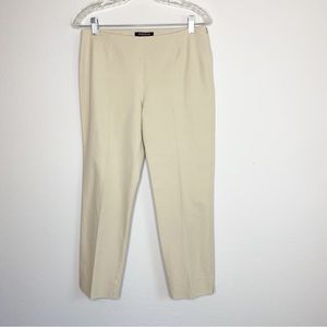 Lafayette 148 New York High Rise Slim Cropped Side Zip Pants Khaki Tan Size 4
